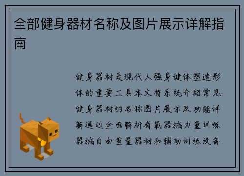 全部健身器材名称及图片展示详解指南